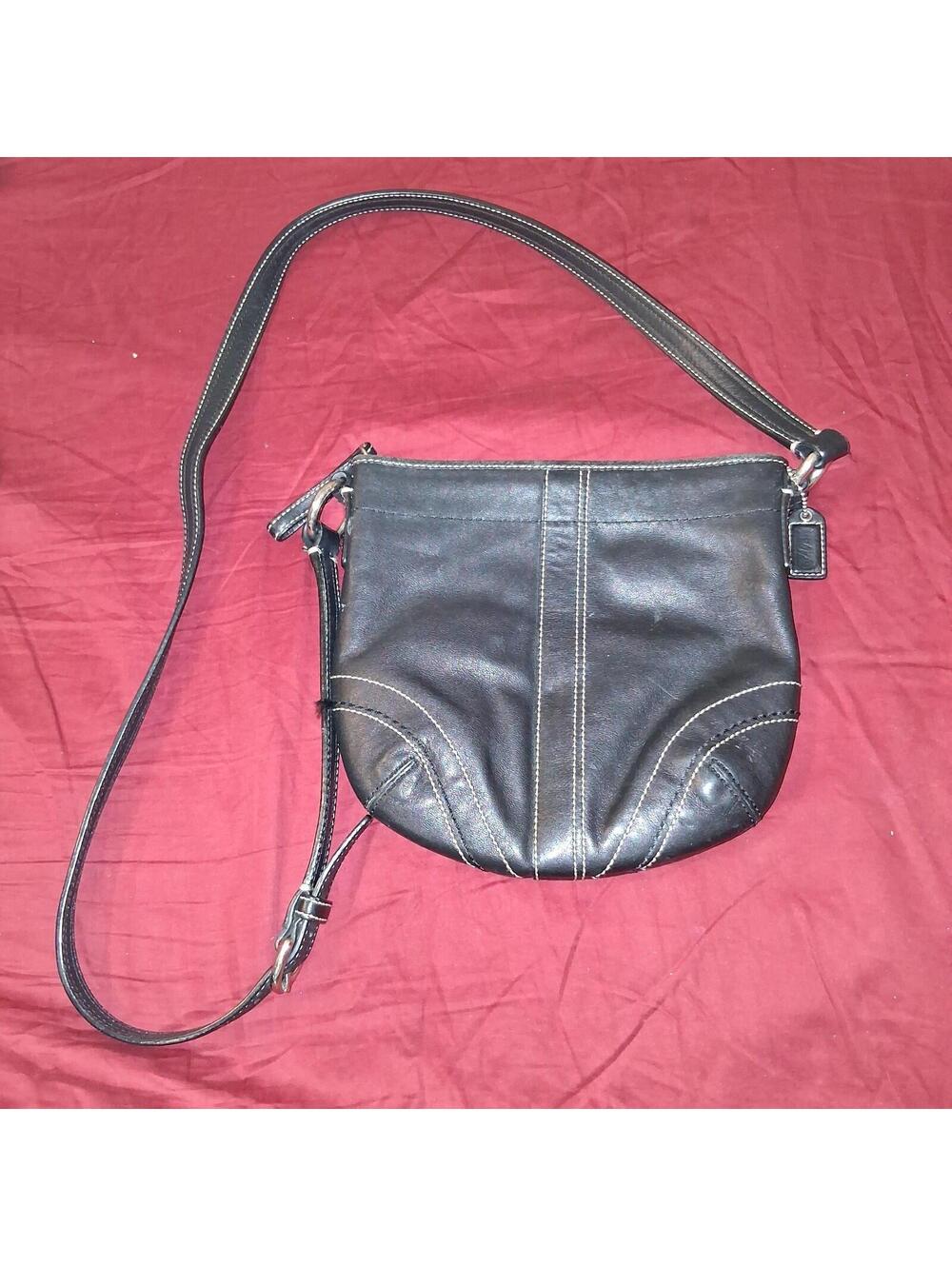Vintage Coach Black Pebbled Leather Soho Bleecker Crossbody Hobo Bag Y2K